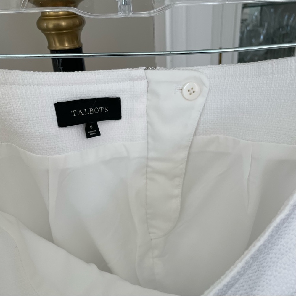 Talbots Skirt Womens 8 White NWOT Texture Stretch Lined Exposed Zipper Casual - Picture 4 of 11